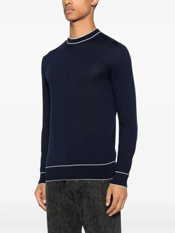 The Best Shops ELEVENTY: Strickpullover mit Rundhalsausschnitt - Rundhalspullover - Blau