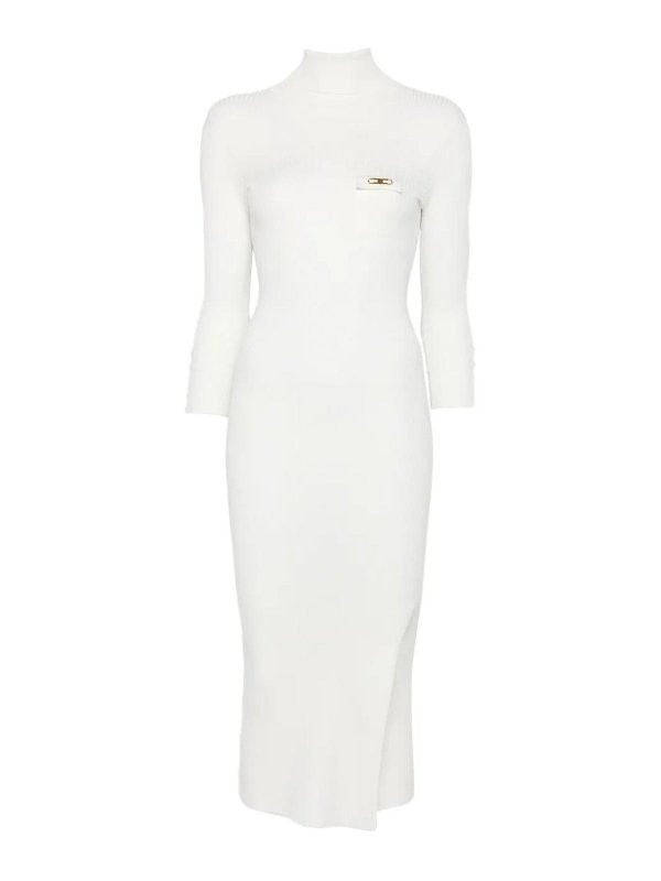 ELISABETTA FRANCHI: Knielange Kleider - Knielanges Kleid - Creme