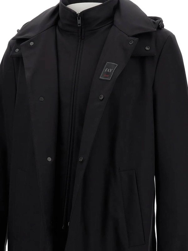 膝丈コート - 黒 shop online: FAY