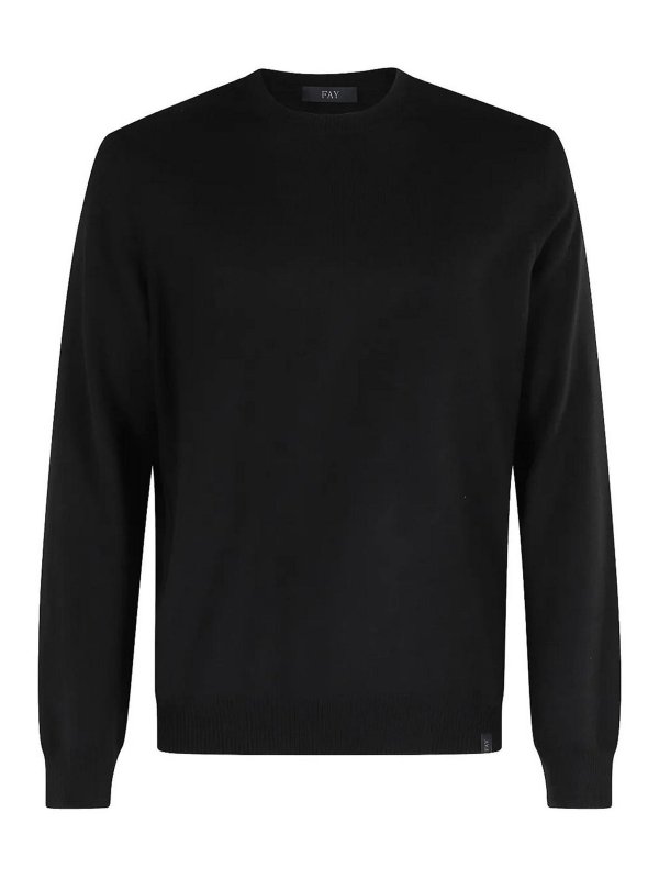 FAY: Strickpullover mit Rundhalsausschnitt - Rundhalspullover - Schwarz