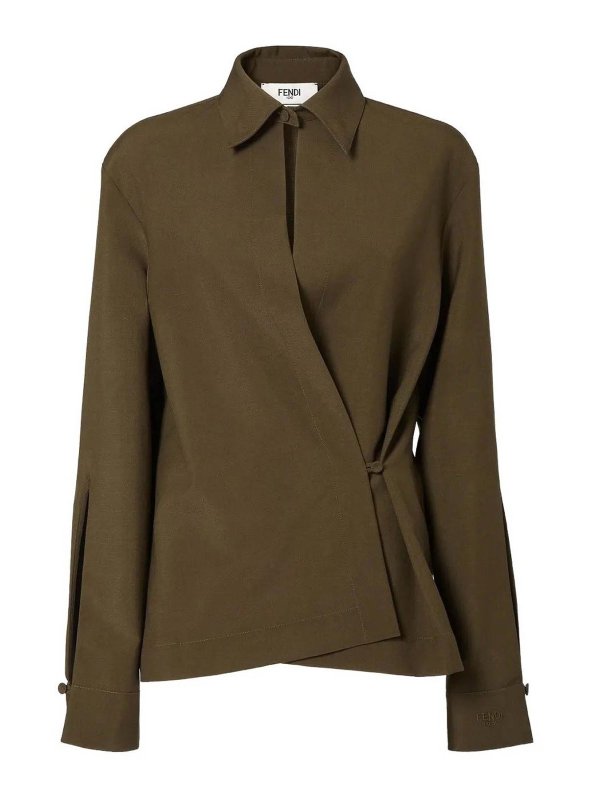 FENDI: shirts - Wool Mohair Ta Olive Shirt
