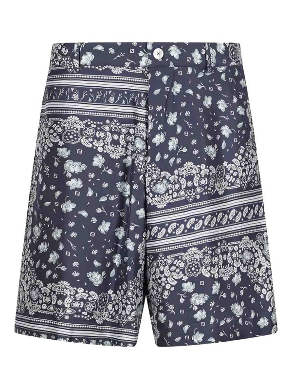 The Best Shops FENDI: Trousers Shorts - Shorts Silk Bandana Print Baia