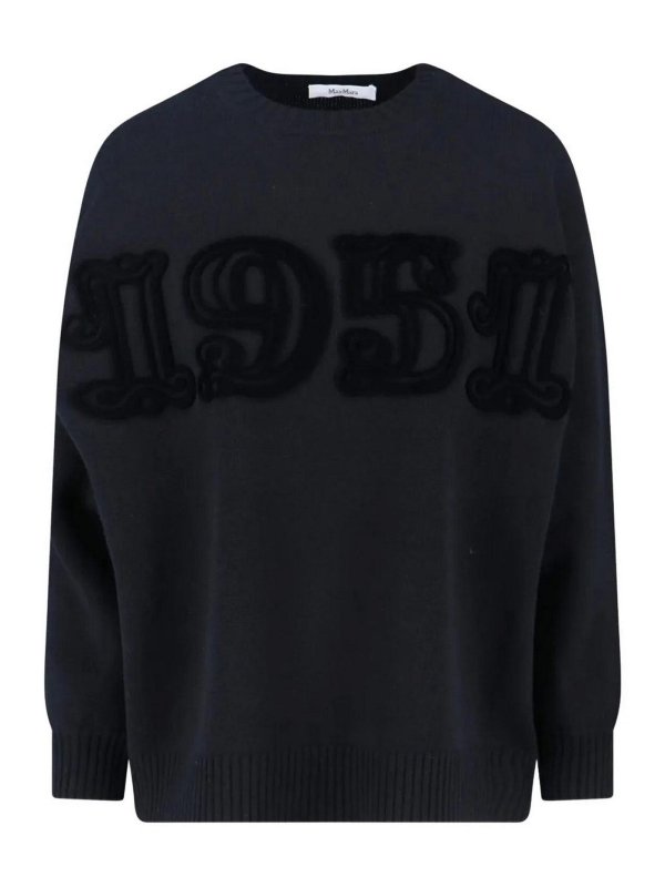 Max Mara: Strickpullover mit Rundhalsausschnitt - Rundhalspullover - Schwarz