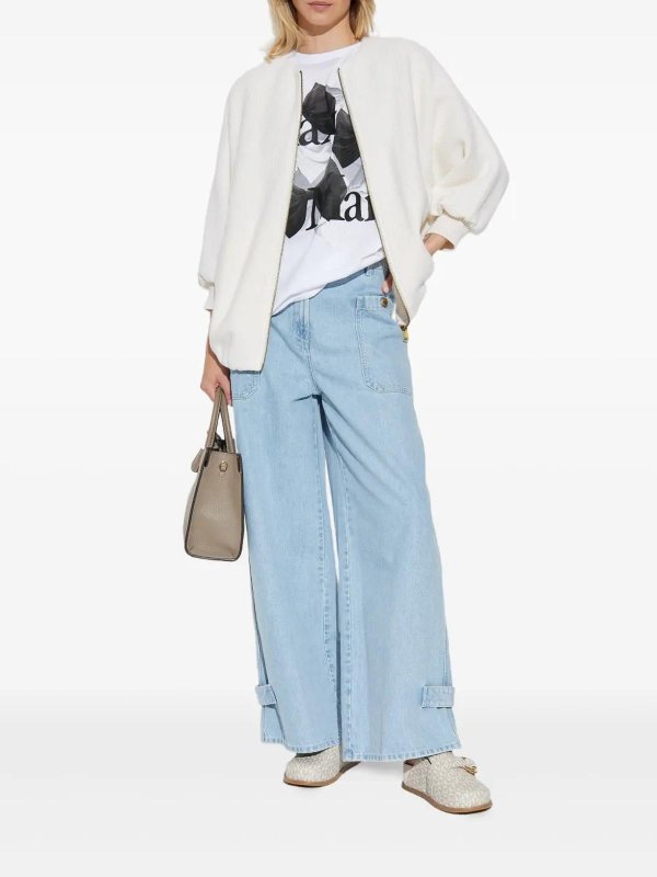 Max Mara: Strickpullover mit Rundhalsausschnitt online - Rundhalspullover - Weiß