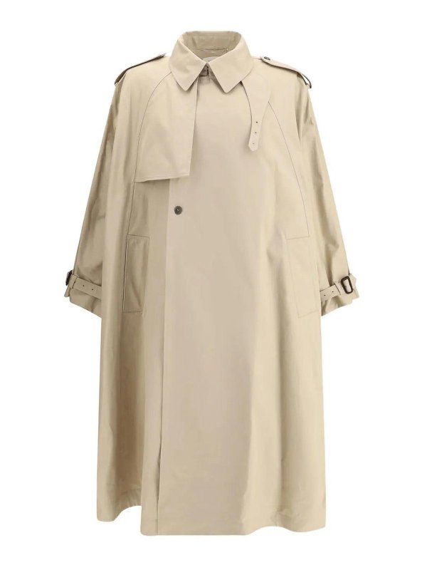 SAINT LAURENT: knee length coats - Manteau Cape Ample Beige