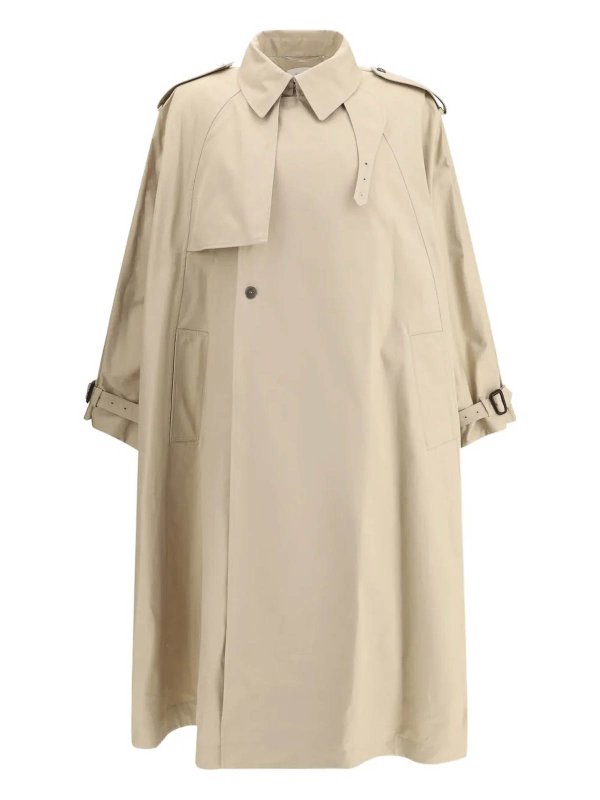 SAINT LAURENT: knee length coats online - Manteau Cape Ample Beige
