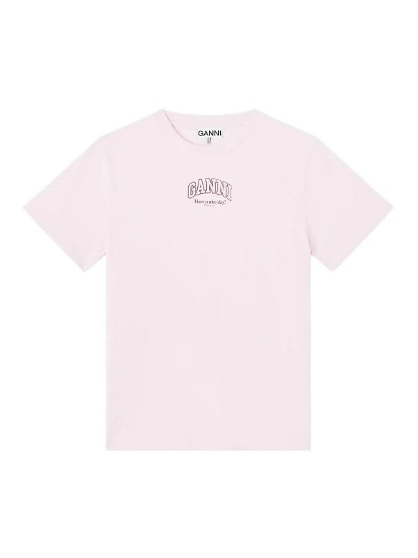 GANNI: T-shirts - T-Shirt - Rosa