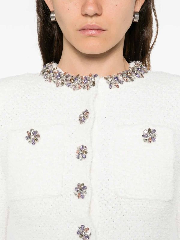 Cream Crystal Trim Knit Mini Dress Replica 
online: Self Portrait