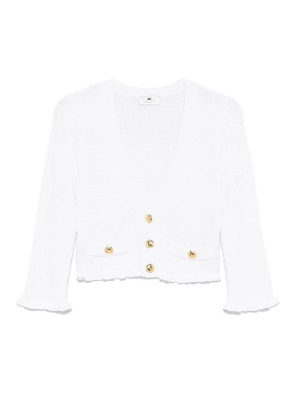 ELISABETTA FRANCHI: crew necks - Ivory tricot sweater