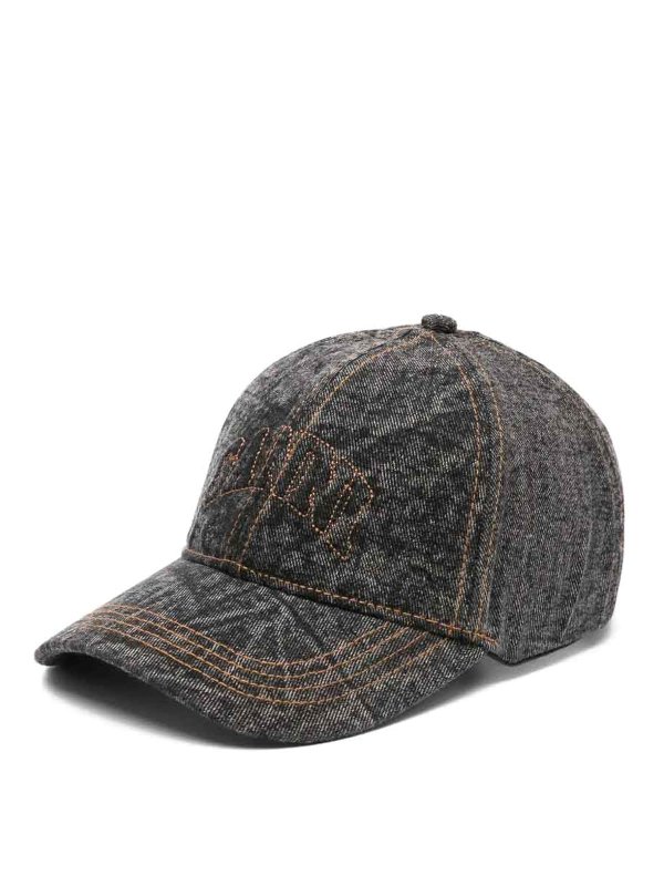 GANNI: 帽子＆キャッブ - 帽子 - ミディアムウォッシュ