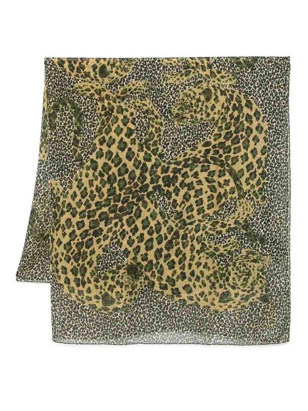 SAINT LAURENT: scarves - Shawl Grand Carre Leopard 135X135