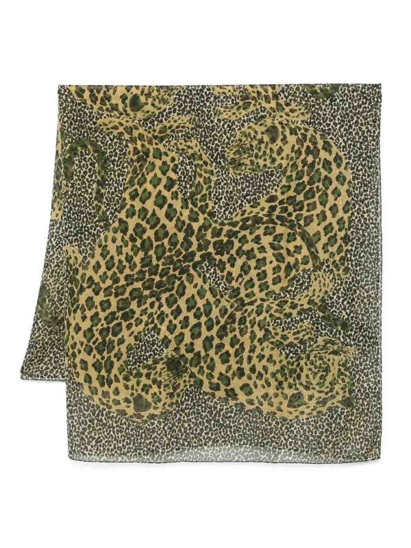 The Best Shops SAINT LAURENT: scarves - Shawl Grand Carre Leopard 135X135