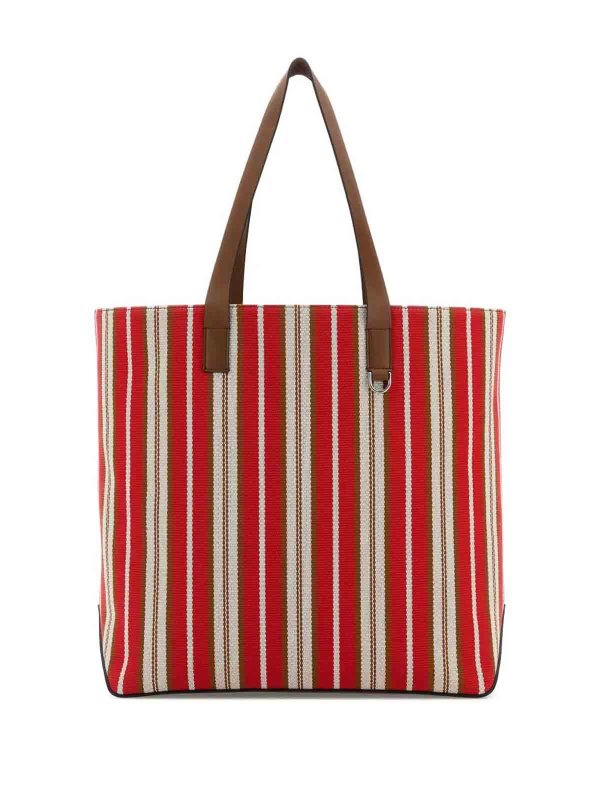 The Best Shops FENDI: totes bags - Shopping Bag M Canvas Stripes Rosso