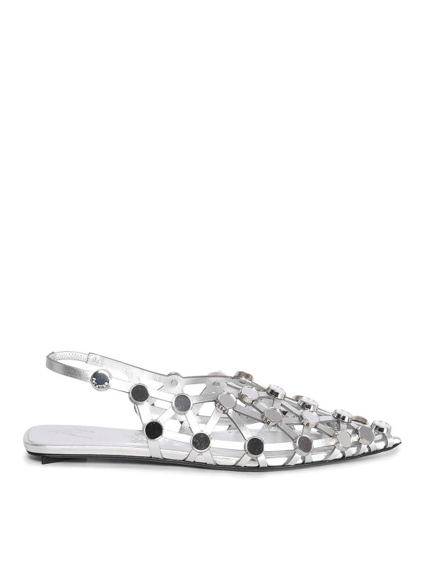 The Attico: flat shoes - Grid Ballerina Silver