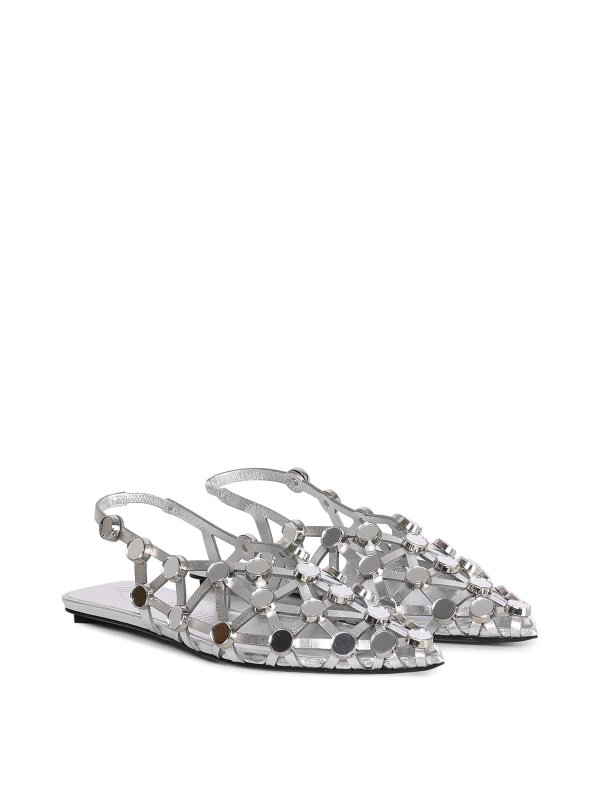The Attico: flat shoes online - Grid Ballerina Silver