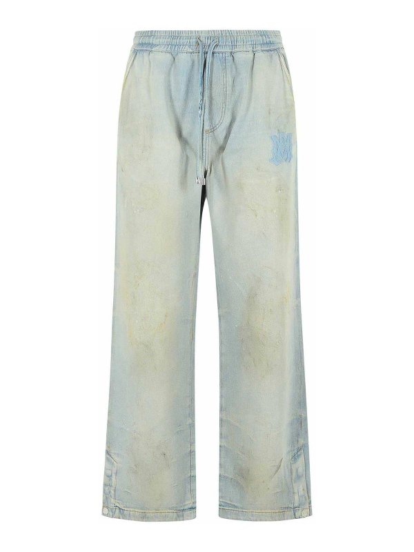 AMIRI: straight leg jeans - Light Blue Cotton Jeans