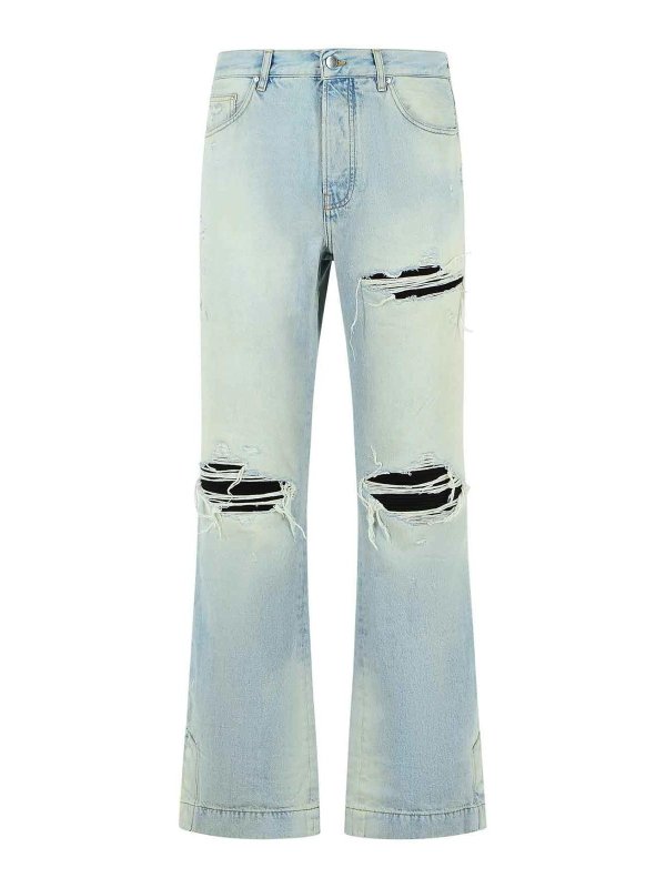 AMIRI: straight leg jeans - Flare Light Blue Cotton Jeans