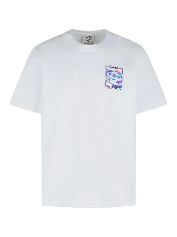 CASABLANCA: t-shirts - White Cotton T-Shirt