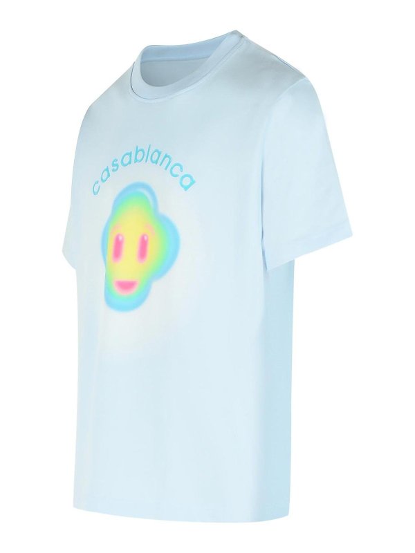The Best Shops CASABLANCA: t-shirts - Light Blue Cotton T-Shirt
