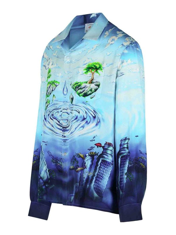 The Best Shops CASABLANCA: shirts - Blue Silk Shirt