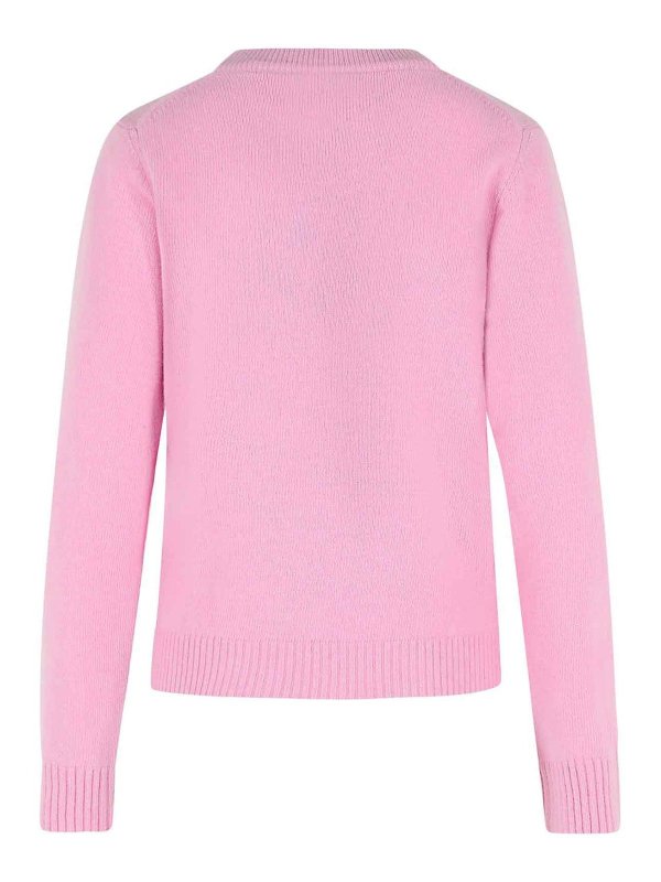 GANNI: maglia collo rotondo online - Maglione in misto lana rosa