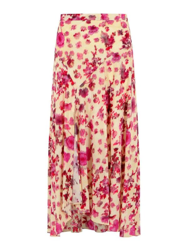 ISABEL MARANT: Knee length skirts & Midi - Sakura Pink Stretch Silk Skirt