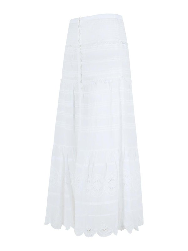 The Best Shops ISABEL MARANT: Knee length skirts & Midi - Paoline White Cotton Skirt