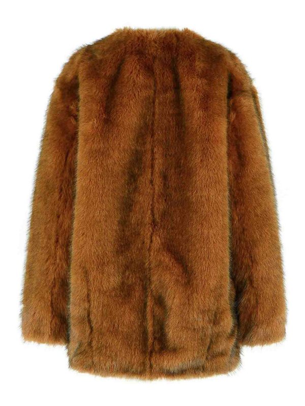 ISABEL MARANT: Fur & Shearling Coats online - Aglae Brown Polyester Faux Fur Coat