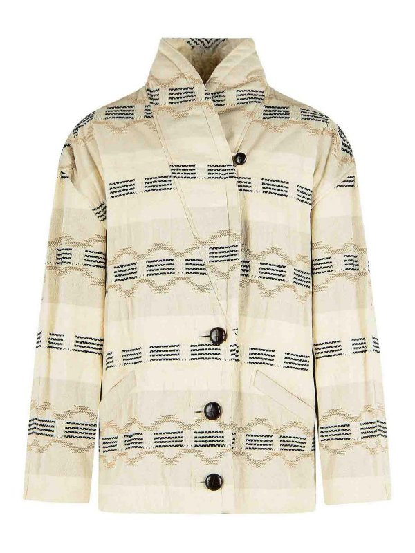 ISABEL MARANT: casual jackets - Quayla Beige Cotton Blend Jacket