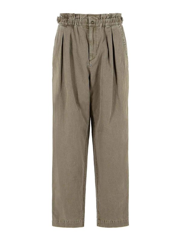 ISABEL MARANT: pantaloni casual - Pantaloni Neriah in cotone e lino marrone