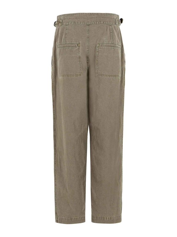 ISABEL MARANT: pantaloni casual online - Pantaloni Neriah in cotone e lino marrone