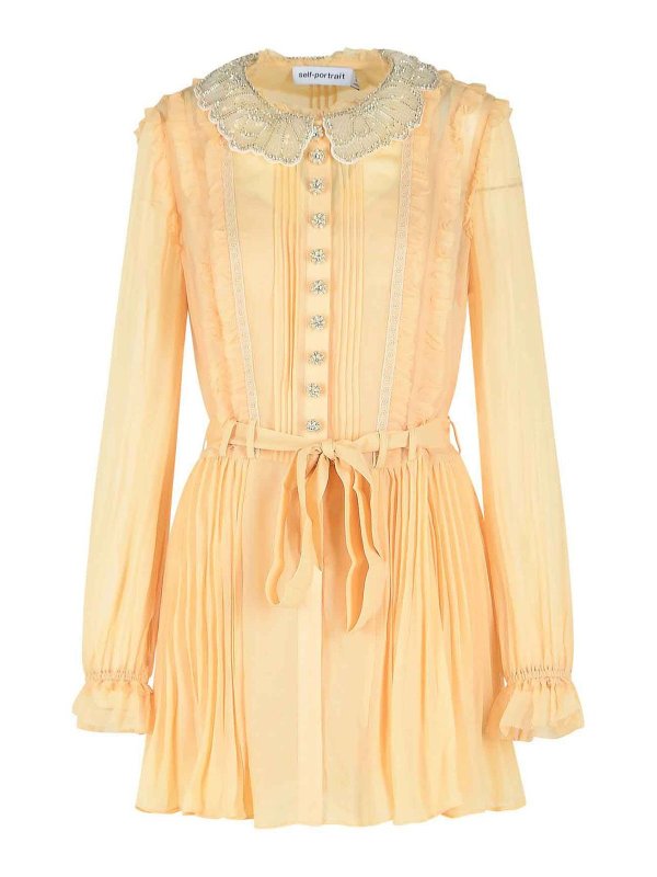 Self Portrait: short dresses - Cream Viscose Mini Dress