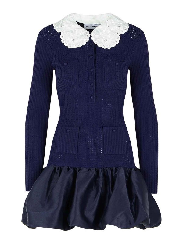 Self Portrait: ニーレングスドレス - 膝丈ドレス - ダークブルー