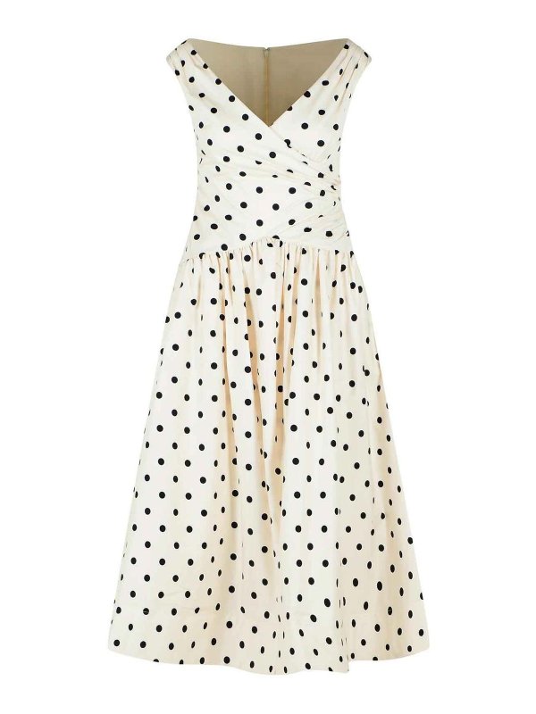 Self Portrait: knee length dresses - Cream Cotton Dress