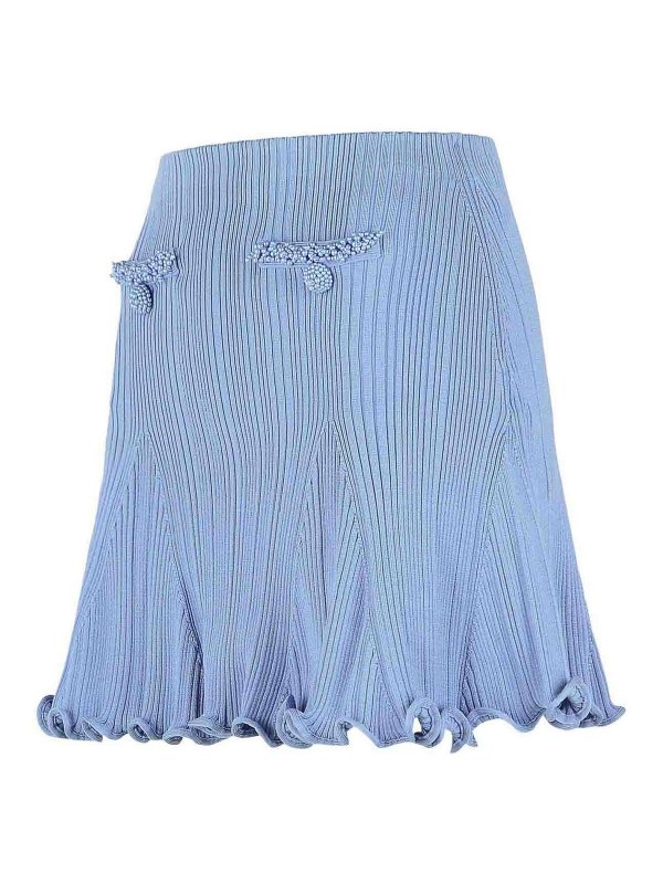 The Best Shops Self Portrait: ニーレングススカート＆ミディ丈 - 膝丈/ミディスカート - ライトブルー