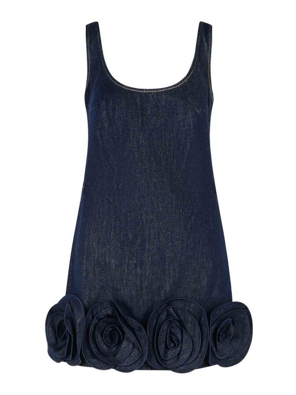 Self Portrait: knee length dresses - Blue Denim Dress