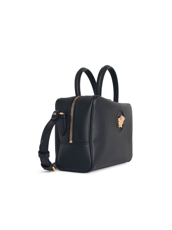 VERSACE: totes bags online - La Medusa Boston Black Leather Bag