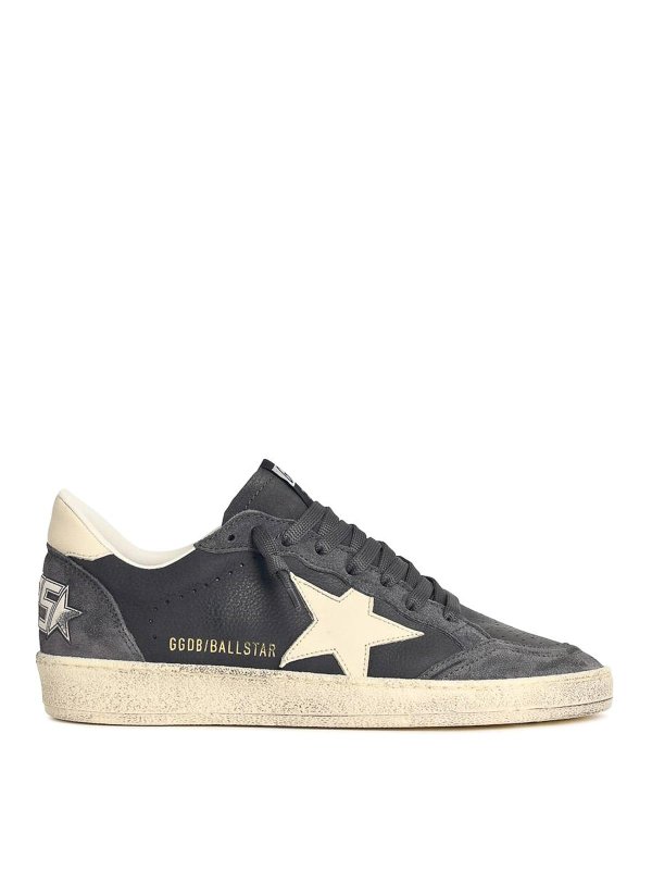 GOLDEN GOOSE: trainers - Ball-Star Grey Leather Sneakers