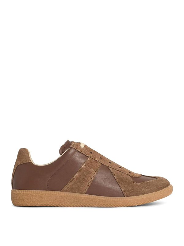 Maison Margiela: trainers - Brown Nappa And Sude Sneakers