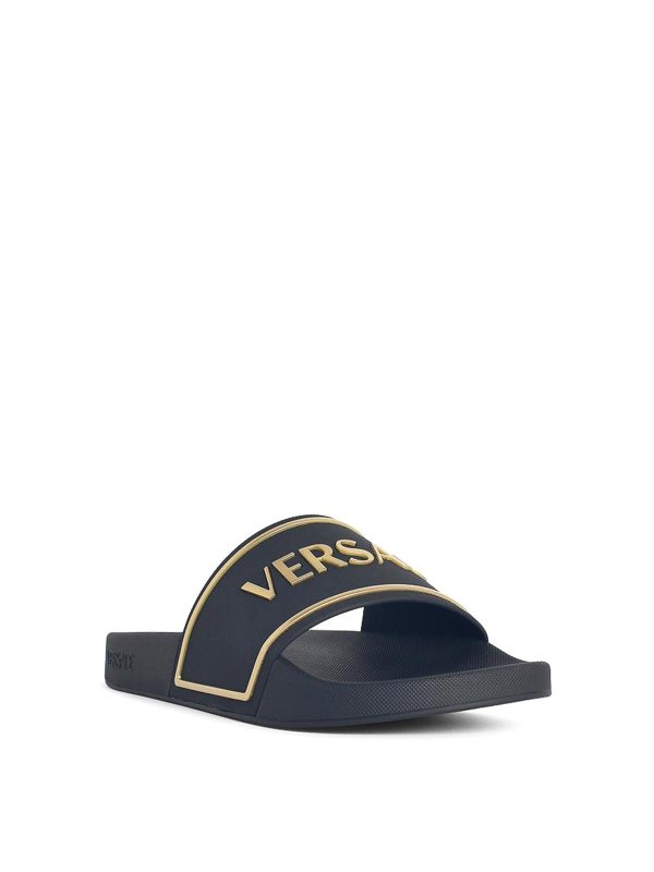 VERSACE: Loafers & Slippers online - Black Rubber Slippers