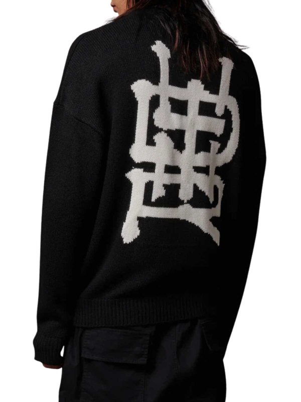 DOLLY NOIRE: maglia collo rotondo online - Maglione con francobolli nero