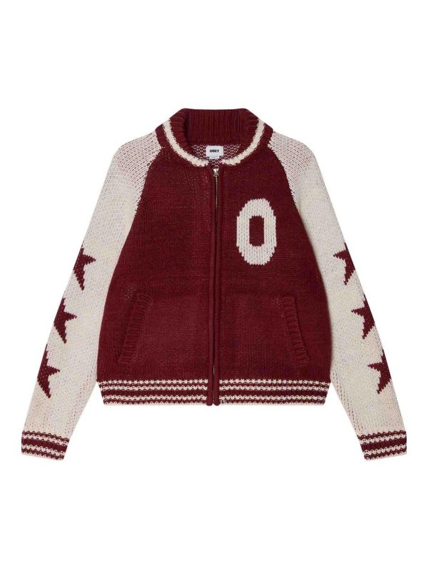 OBEY: Strickpullover mit Rundhalsausschnitt - Rundhalspullover - Rot