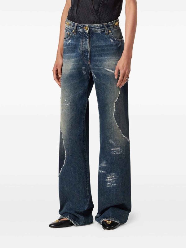 VERSACE: Jeans à jambe droite online - Jean Droit - Bleu