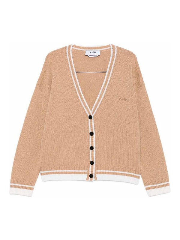 m.s.g.m.: Strickpullover mit V-Ausschnitt - V-Pullover - Beige