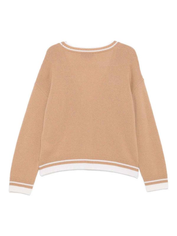 m.s.g.m.: Strickpullover mit V-Ausschnitt online - V-Pullover - Beige