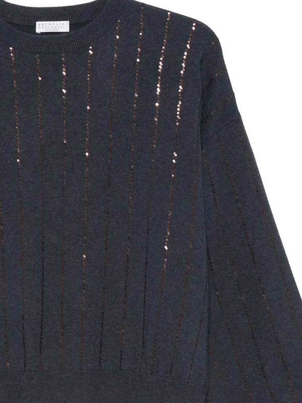 BRUNELLO CUCINELLI: Strickpullover mit Rundhalsausschnitt online - Rundhalspullover - Blau