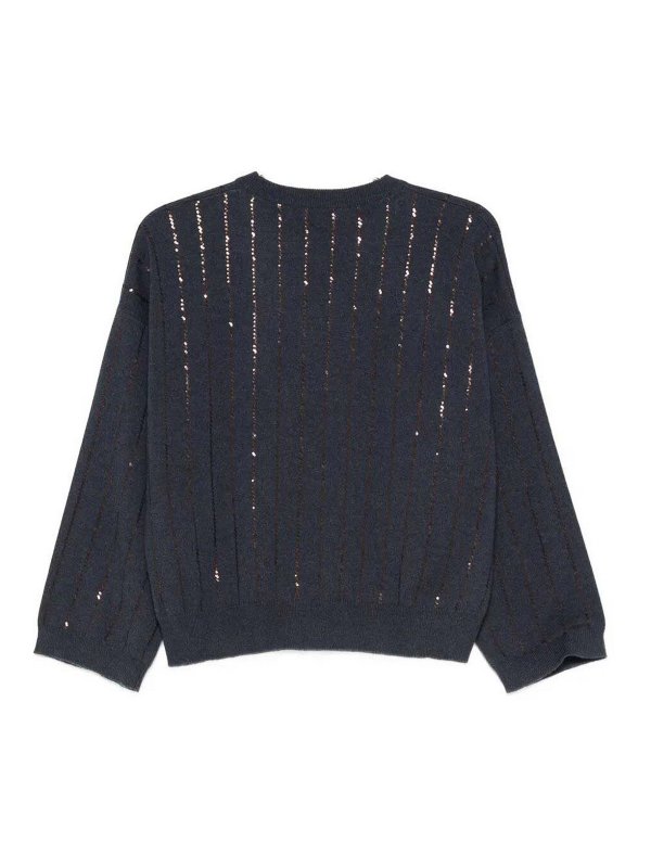 The Best Shops BRUNELLO CUCINELLI: Strickpullover mit Rundhalsausschnitt - Rundhalspullover - Blau