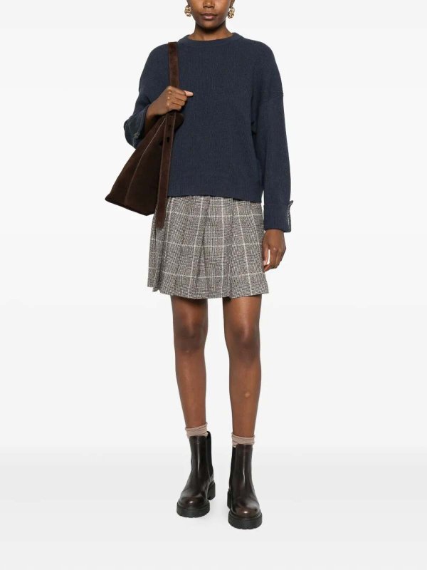 BRUNELLO CUCINELLI: Strickpullover mit Rundhalsausschnitt online - Rundhalspullover - Blau