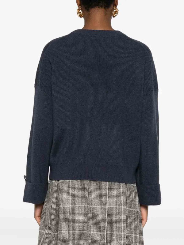 The Best Shops BRUNELLO CUCINELLI: Strickpullover mit Rundhalsausschnitt - Rundhalspullover - Blau