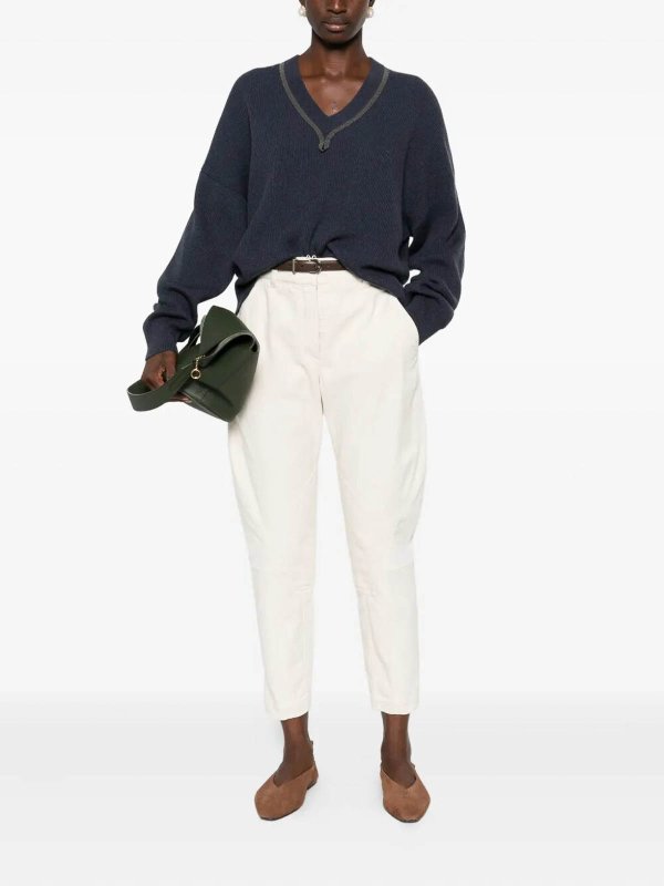 BRUNELLO CUCINELLI: Strickpullover mit Rundhalsausschnitt online - Rundhalspullover - Dunkelblau